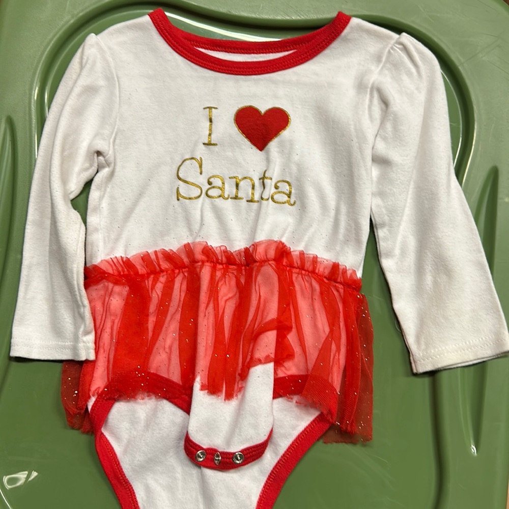 Little treasure 24 months I love Santa tutu onesie good condition
